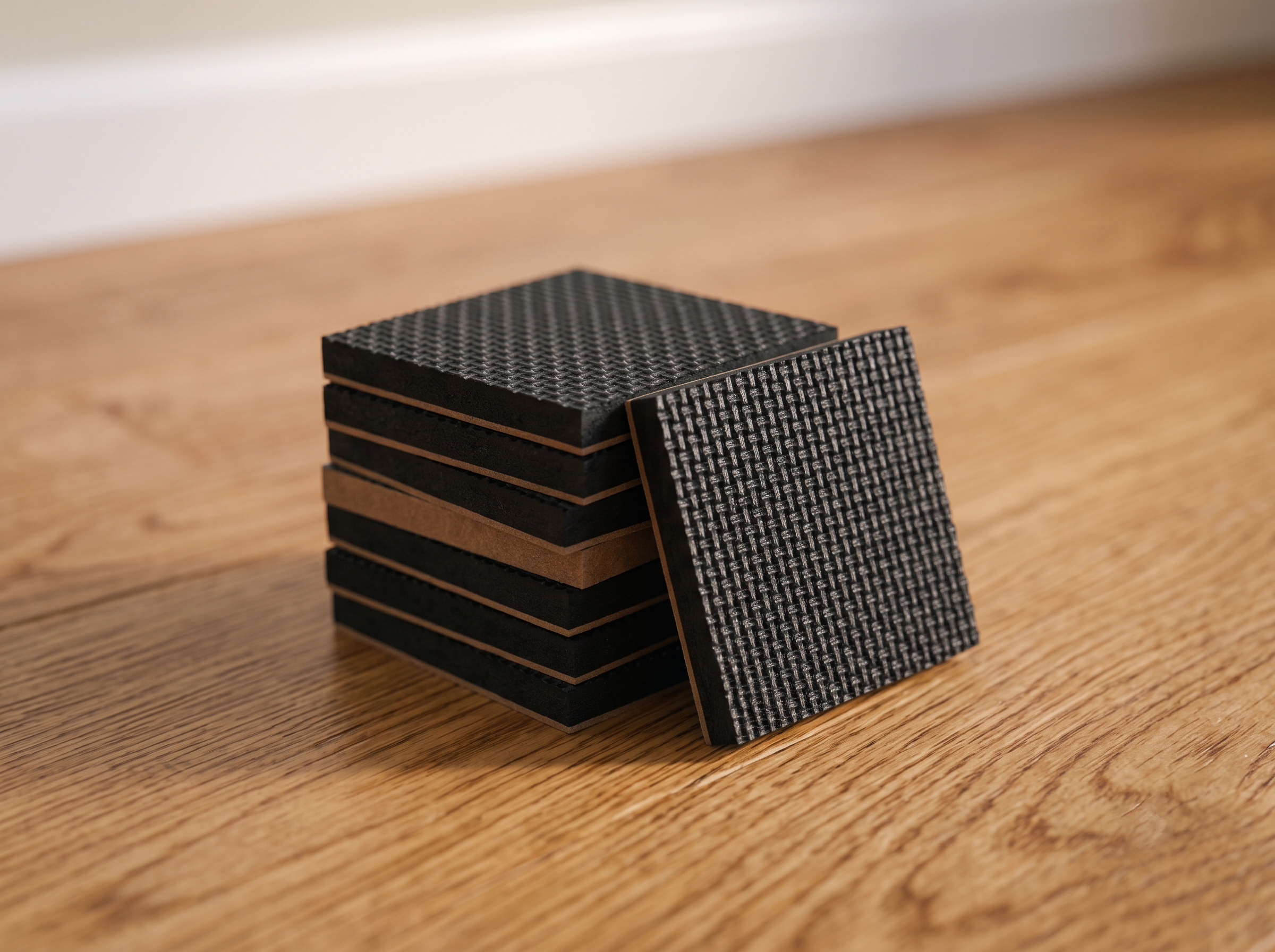 Square non-slip rubber furniture grip pads with adhesive backing
